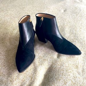 Black Leather & Suede pointed toe Boots